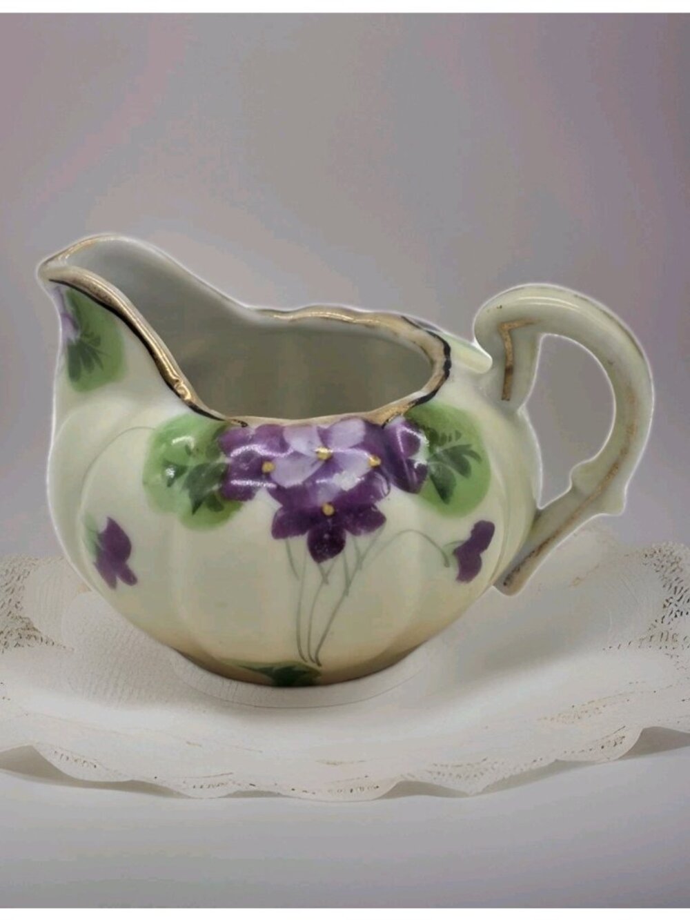 Tohina TE-OH Nippon Hand Painted Porcelain Creamer Violets Flowers Vintage Boho